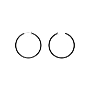 CRÉOLES ACIER NOIR TUBE 37MM   SYSTEME CLIP ET RESSORT