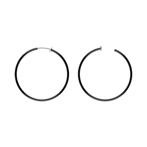 CRÉOLES ACIER PVD NOIR TUBE 47MM  SYSTEME CLIP ET RESSORT