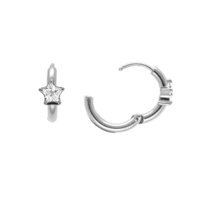 CRÉOLES ACIER 11MM ARTICULÉE ETOILE OXYDE BLANC