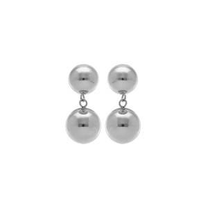 BOUCLES D'OREILLES TIGE ACIER  2 BOULES 10 ET 12MM