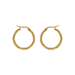 CRÉOLES ACIER DORÉ JAUNE TORSADE 20MM