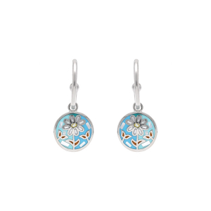 BOUCLES D'OREILLES TIGE ACIER STELLA MIA RONDE RÉSINE ET NACRE FLEUR