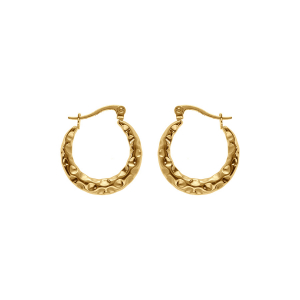 CRÉOLES ACIER DORÉ RONDE BOMBÉ 21MM