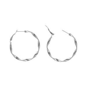 CRÉOLES ACIER TORSADES  40MM TIGE ET CLAPET