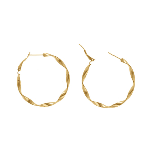 CRÉOLES ACIER DORÉ TORSADES TIGE ET CLAPET 40MM