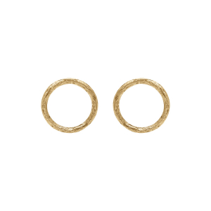 BOUCLES D'OREILLES TIGE ACIER DORÉ CERCLE DIAMANTÉ ANNEAU 10 MM