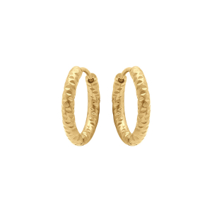 CRÉOLES ACIER DORÉ DIAMANTEES TORSADÉE 15 MM