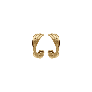 BOUCLES D'OREILLES TIGE ACIER DORÉ DEMI CRÉOLES 20 MM  CROISÉE TRIPLE DEMI-JONC