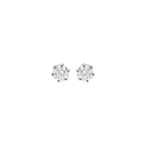BOUCLES D'OREILLES TIGE ACIER OXYDE BLANC 4MM  SERTI 6 GRIFFES