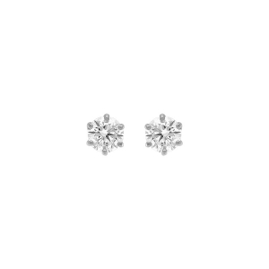 BOUCLES D'OREILLES TIGE ACIER OXYDE BLANC 6MM  SERTI 6 GRIFFES