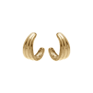 BOUCLES D'OREILLES TIGE ACIER DORÉ DEMI CRÉOLES DIAM 15 MM 3 RANGS