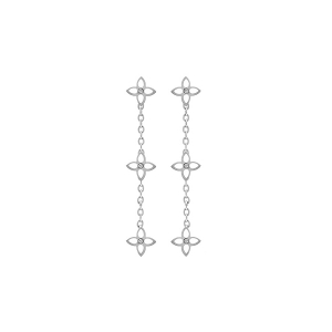 BOUCLES D'OREILLES TIGE ACIER 3 FLEURS RÉSINE BLANCHE