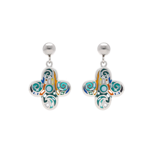 BOUCLES D'OREILLES TIGE ACIER STELLA MIA FORME FLEUR 16MM RÉSINE MULTI COULEUR