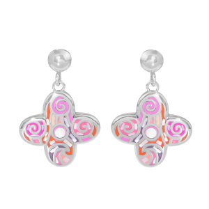BOUCLES D'OREILLES TIGE ACIER STELLA MIA FORME FLEUR 16MM RÉSINE ROSE