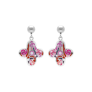 BOUCLES D'OREILLES TIGE ACIER STELLA MIA FORME FLEUR 16MM RÉSINE ROSE