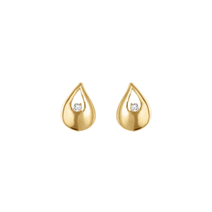 BOUCLES D'OREILLES TIGE ACIER DORÉ GOUTTE 1 OXYDE BLANC SERTI