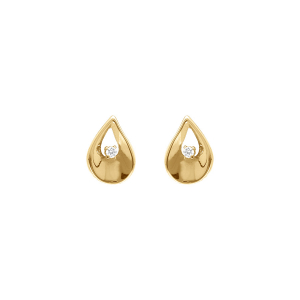 BOUCLES D'OREILLES TIGE ACIER DORÉ GOUTTE 1 OXYDE BLANC SERTI