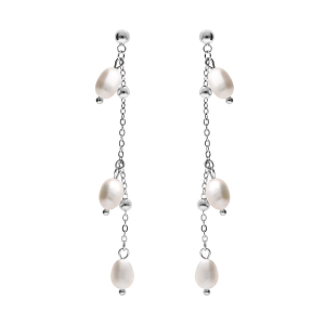 BOUCLES D'OREILLES TIGE ACIER ET PERLES DE CULTURE D'EAU DOUCE