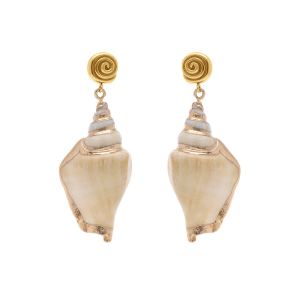 BOUCLES D'OREILLES TIGE ACIER DORÉ COQUILLAGE