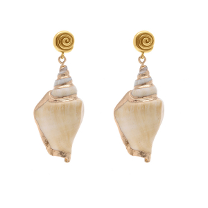 BOUCLES D'OREILLES TIGE ACIER DORÉ COQUILLAGE BOUCLES D'OREILLES TIGE ACIER DORÉ COQUILLAGE