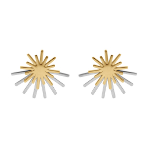 BOUCLES D'OREILLES TIGE ACIER DOUBLE RECTO VERSO SOLEIL