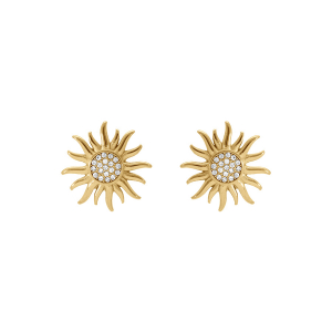 BOUCLES D'OREILLES TIGE ACIER SOLEIL 25MM OXYDES BLANCS