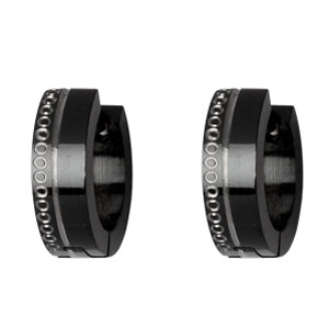 BOUCLES D'OREILLES ACIER NOIR CHAINETTE BRILLANTE