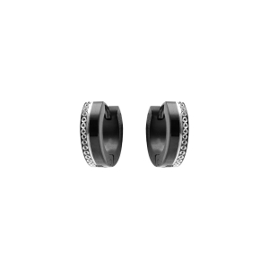 BOUCLES D'OREILLES ACIER NOIR CHAINETTE BRILLANTE