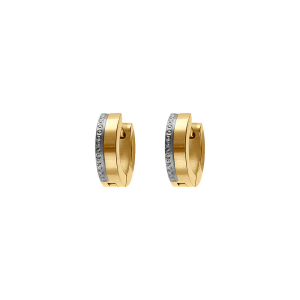 BOUCLES D'OREILLES ACIER ET PVD DORÉ CHAINETTE BRILLANTE