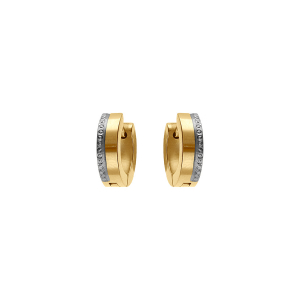 BOUCLES D'OREILLES ACIER ET PVD DORÉ CHAINETTE BRILLANTE