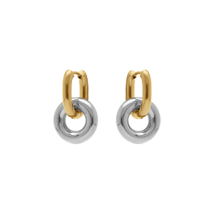 CRÉOLES ACIER BICOLORE 2 ANNEAUX ENTREMÉLÉS