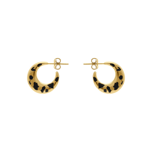 CRÉOLES ACIER DORÉ MOTIF LEOPARD 17MM