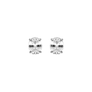 BOUCLES D'OREILLES TIGE ACIER OXYDE BLANC SERTI  0.81CM X 0.99CM