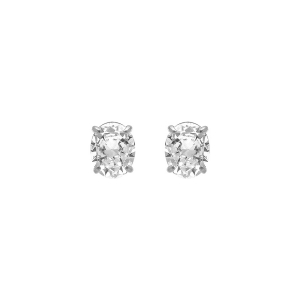 BOUCLES D'OREILLES TIGE ACIER OXYDE BLANC SERTI  8.1MM X 9.9MM