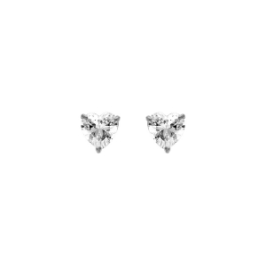 BOUCLES D'OREILLES TIGE ACIER FORME COEUR OXYDE BLANC SERTI  0.88CM X 0.86CM