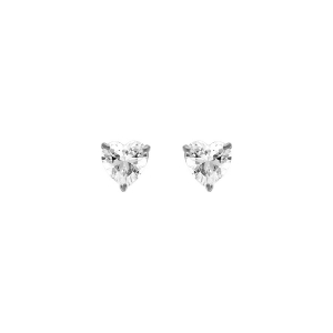 BOUCLES D'OREILLES TIGE ACIER FORME COEUR OXYDE BLANC SERTI  8.8MM X 8.6MM