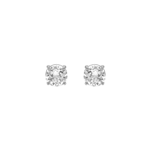 BOUCLES D'OREILLES TIGE ACIER RONDE OXYDE BLANC SERTI  0.90CM