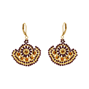 BOUCLES D'OREILLES TIGE ACIER DORÉ PERLES DE SOLEIL FORME COULEUR COULEUR CHOCOLAT