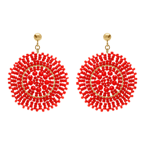 BOUCLES D'OREILLES TIGE ACIER DORÉ PERLES DE SOLEIL RONDE  45MM