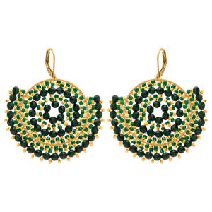 BOUCLES D'OREILLES ACIER DORÉ PERLES DE SOLEIL DORMEUSE