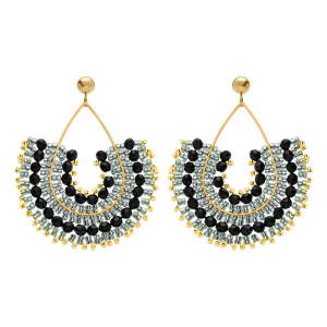 BOUCLES D'OREILLES ACIER DORÉ PERLES DE SOLEIL DORMEUSE