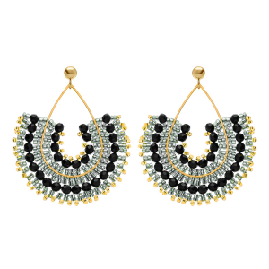 BOUCLES D'OREILLES ACIER DORÉ PERLES DE SOLEIL DORMEUSE