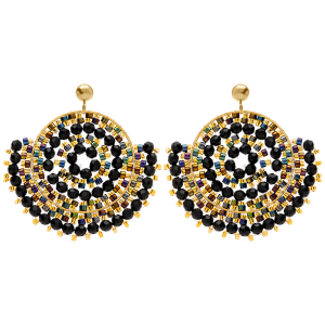 BOUCLES D'OREILLES TIGE ACIER DORÉ  PERLES DE SOLEIL