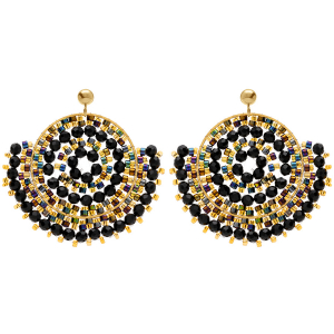BOUCLES D'OREILLES TIGE ACIER DORÉ  PERLES DE SOLEIL