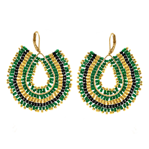 BOUCLES D'OREILLES ACIER DORÉ  PERLES DE SOLEIL DORMEUSE