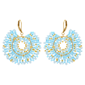 BOUCLES D'OREILLES TIGE ACIER DORÉ PERLES DE SOLEIL