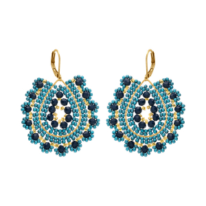 BOUCLES D'OREILLES ACIER DORÉ PERLES DE SOLEIL DORMEUSE