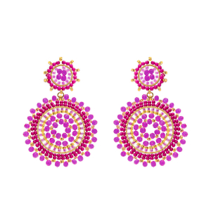 BOUCLES D'OREILLES TIGE ACIER DORÉ PERLES DE SOLEIL 2 RONDS