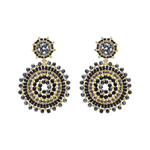BOUCLES D'OREILLES TIGE ACIER DORÉ PERLES DE SOLEIL 2 RONDS
