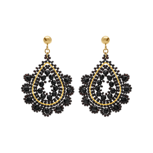 BOUCLES D'OREILLES TIGE ACIER DORÉ PERLES DE SOLEIL GOUTTE